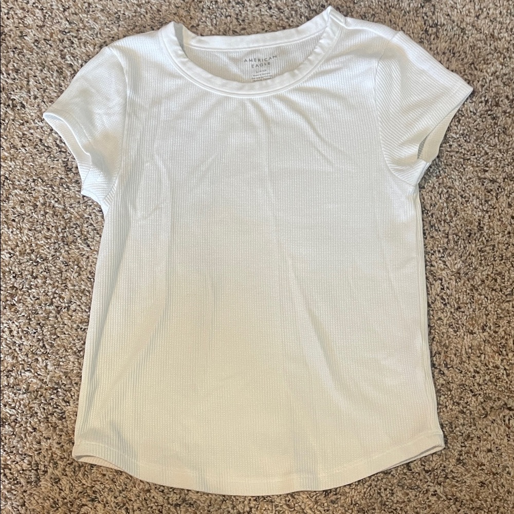 American eagle waffle White Short Sleeve Top